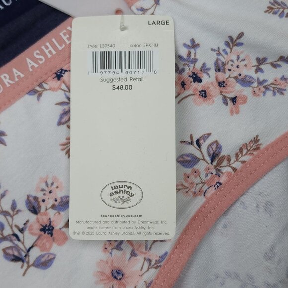 Laura Ashley Womens 5-Pack Tag-Free Cotton Spandex Panties Large Floral Striped - Picture 5 of 12